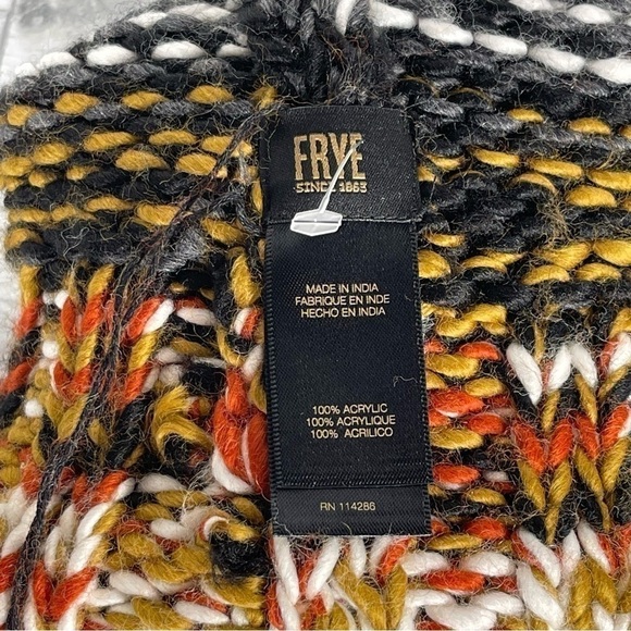 FRYE Women’s Marbled Cuff Pompom Beanie Hat Multicolor Red Knit Fur O/S main image 6